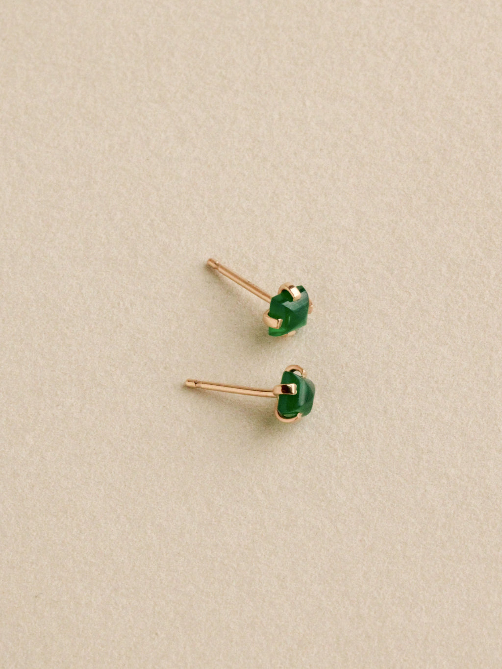 Green Onyx Prong Studs