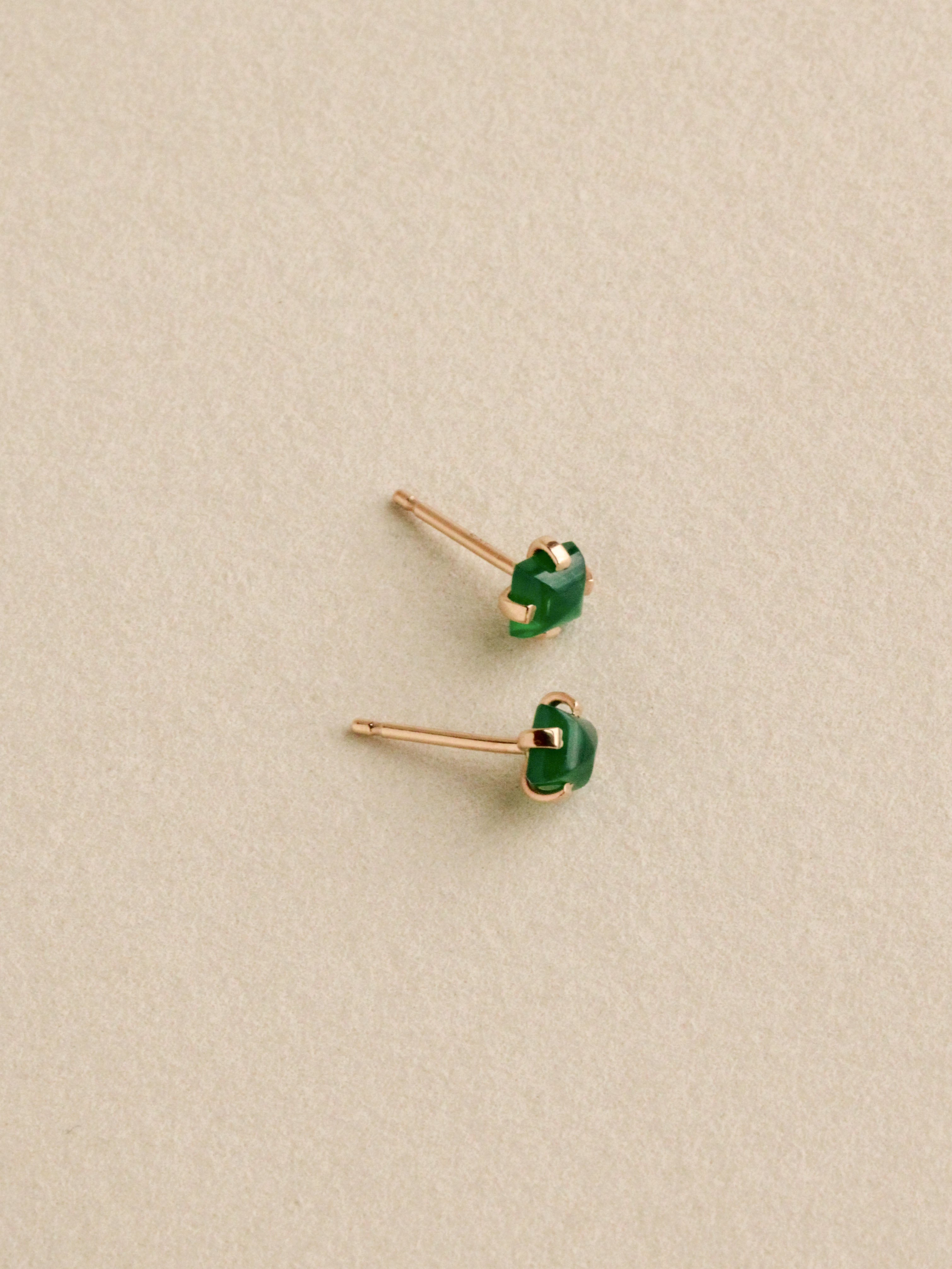 Green Onyx Prong Studs