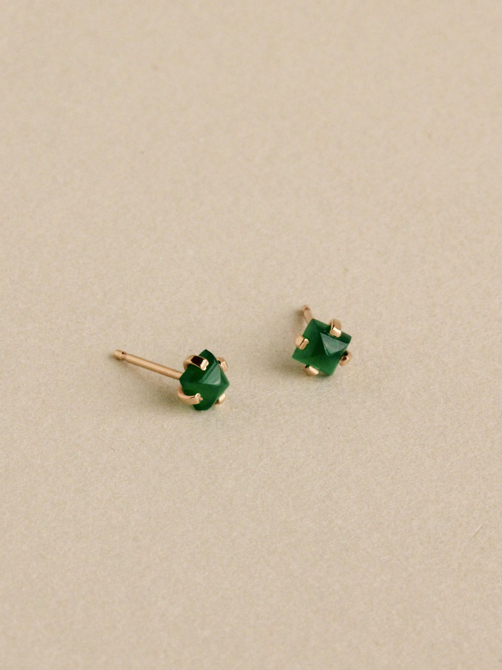 Green Onyx Prong Studs