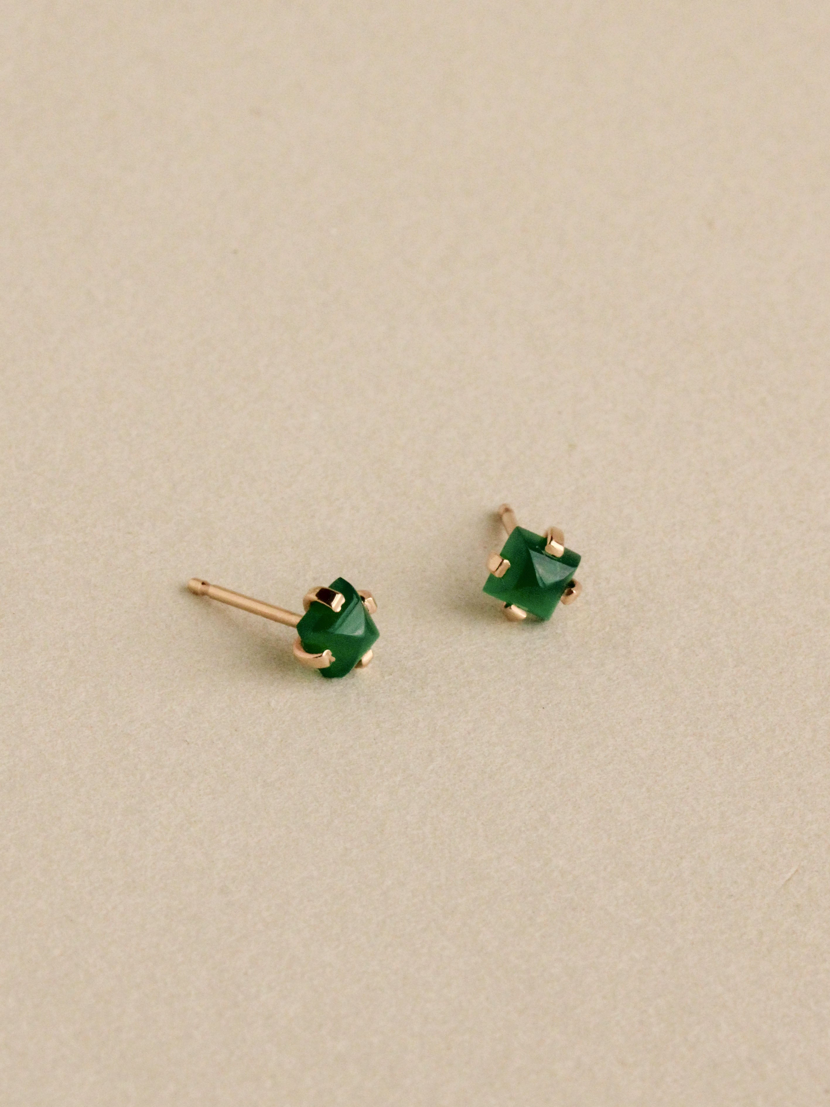Green Onyx Prong Studs