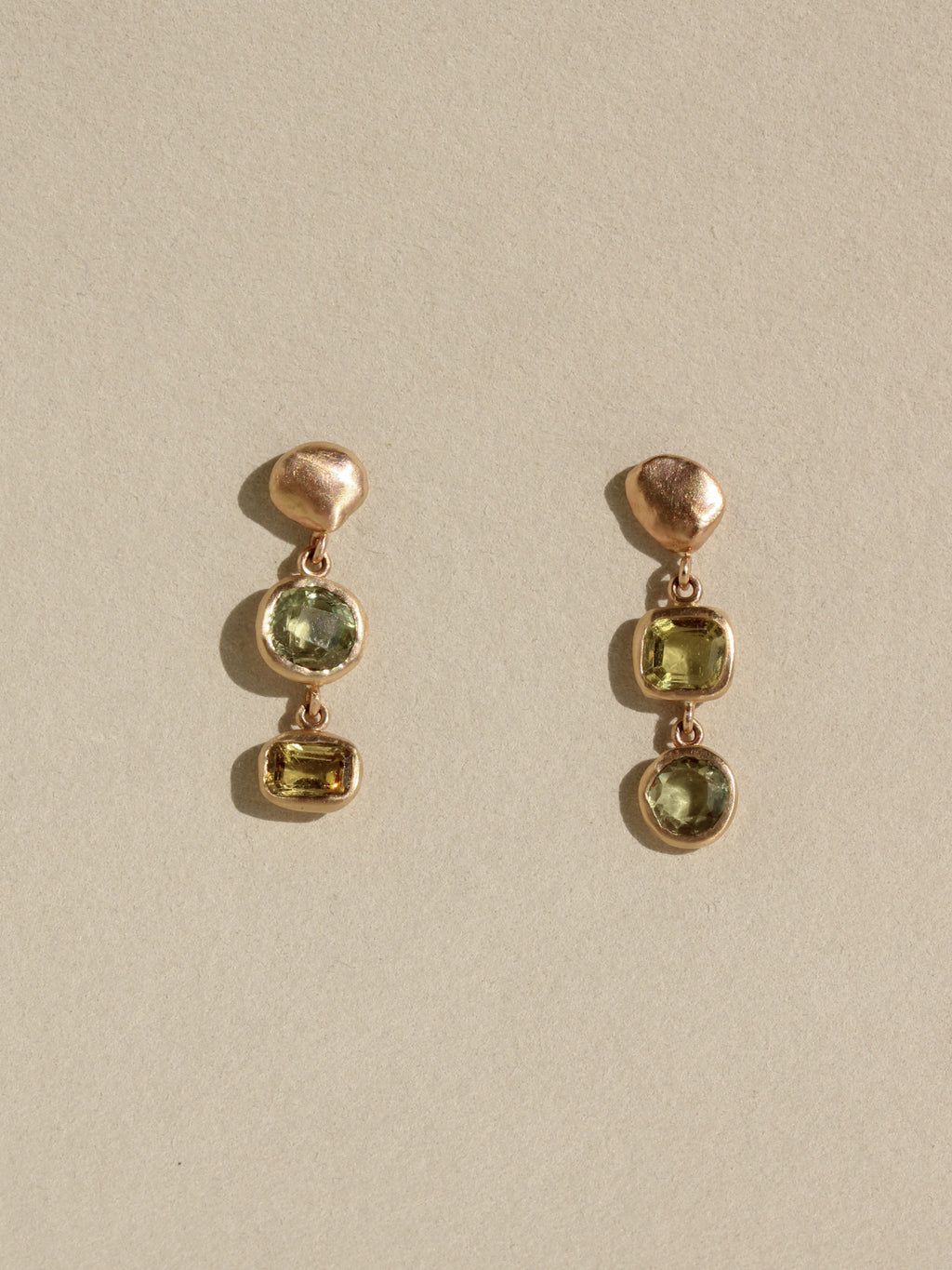 Pebble & Chrysoberyl Drop Studs