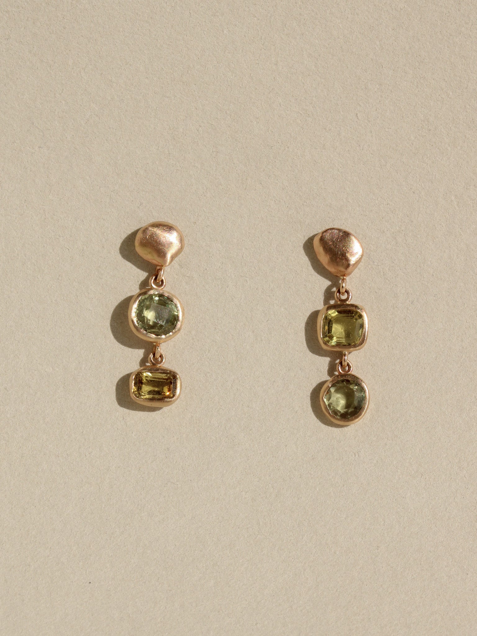 Pebble & Chrysoberyl Drop Studs