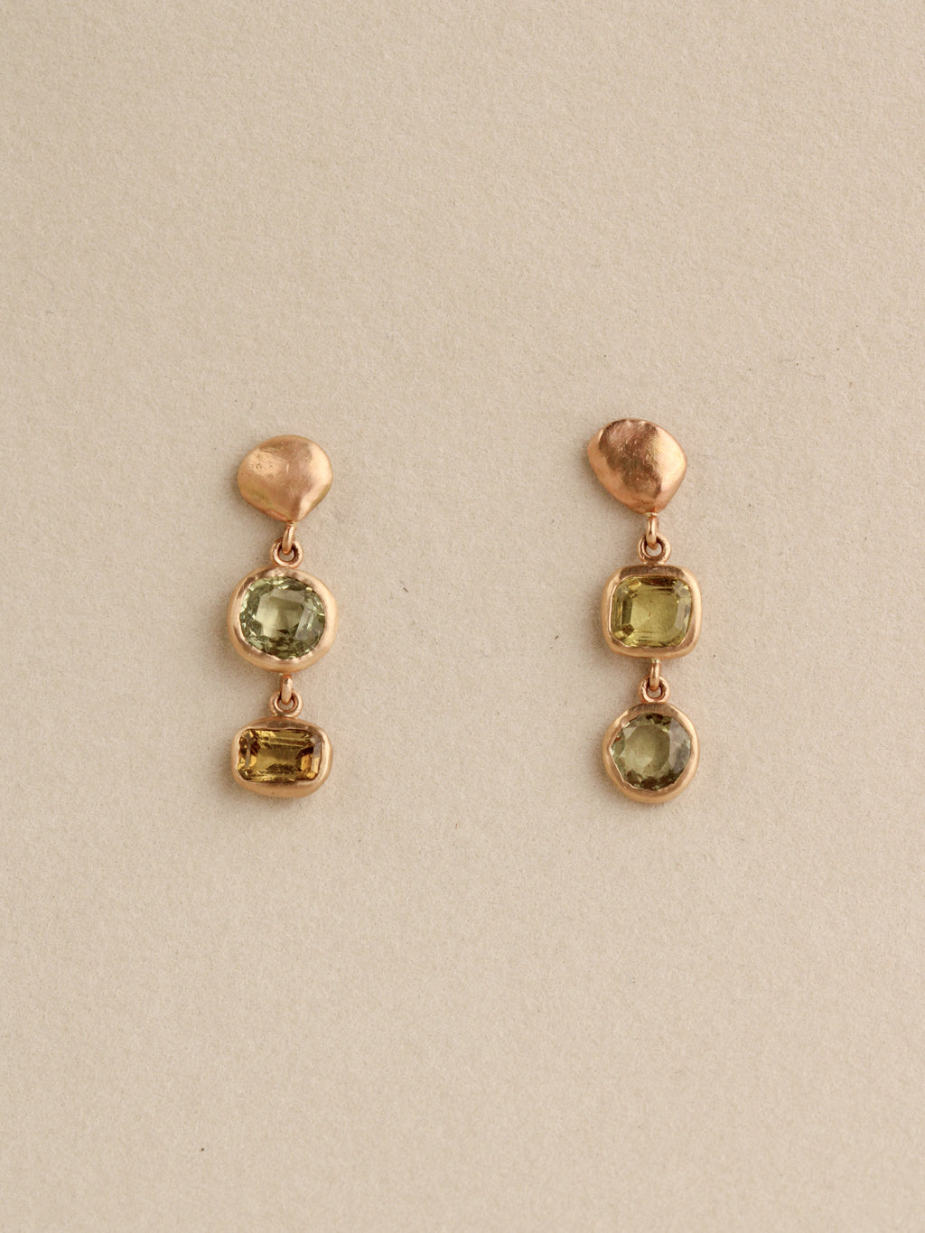 Pebble & Chrysoberyl Drop Studs
