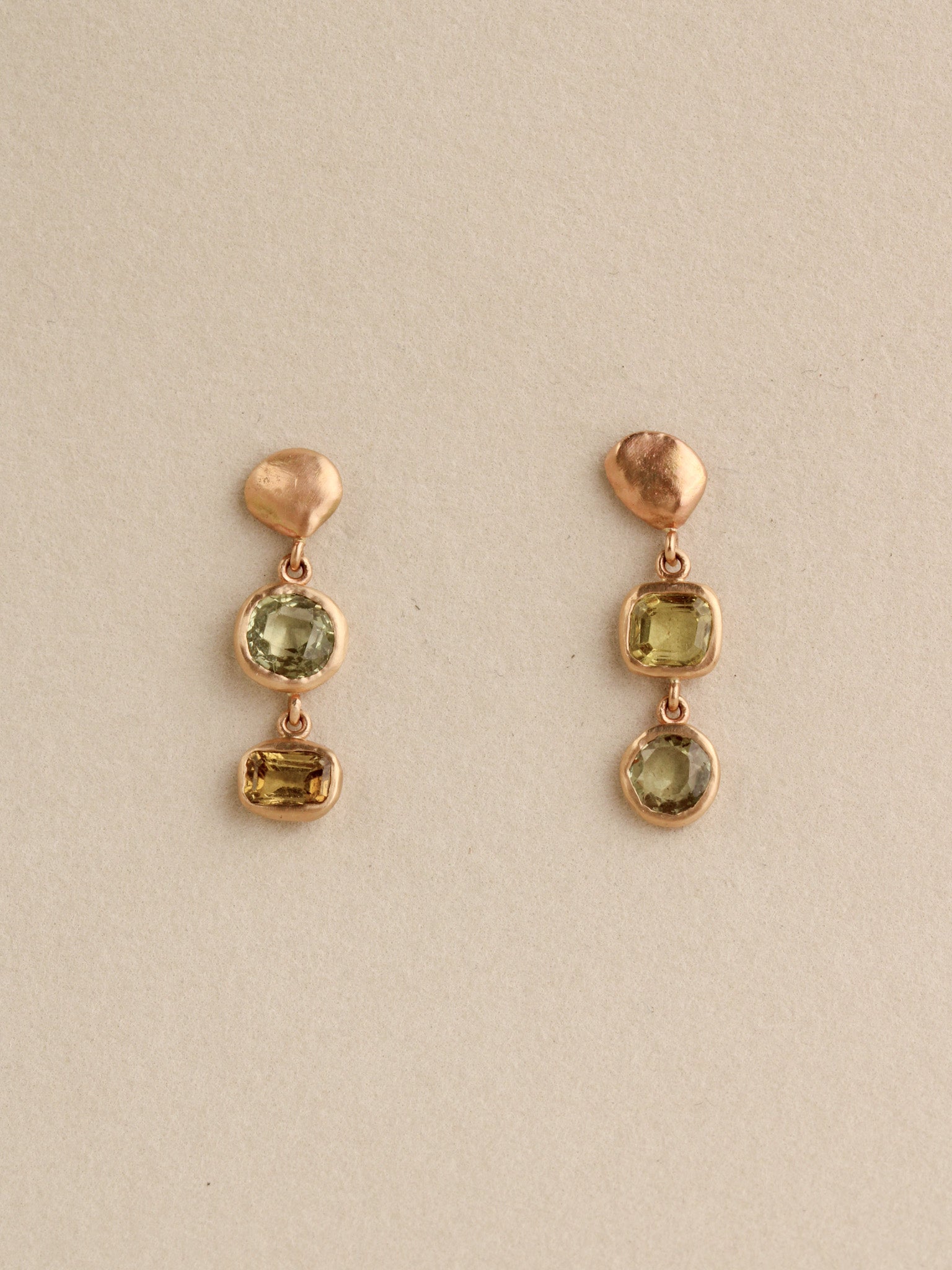 Pebble & Chrysoberyl Drop Studs