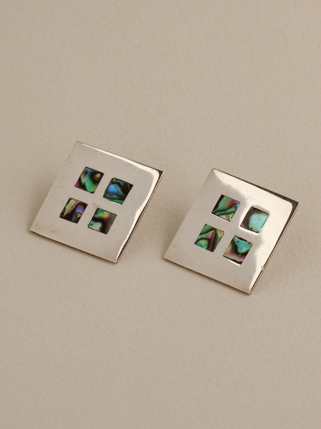 Abalone Inlay Windowpane Earrings