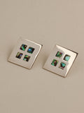 Abalone Inlay Windowpane Earrings
