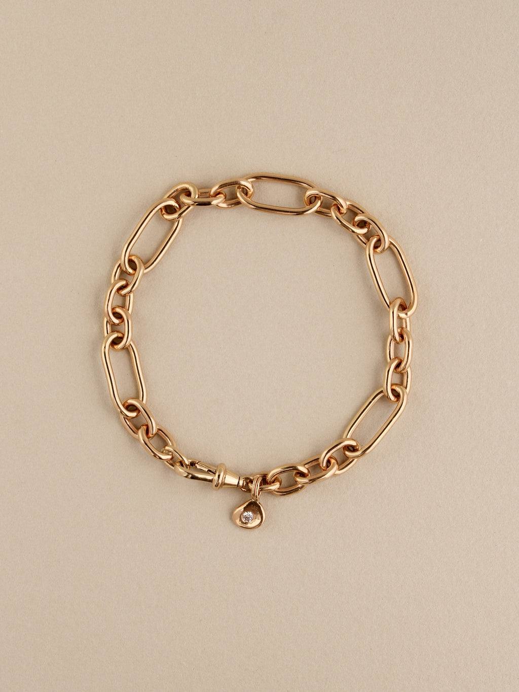 Trombone Chain Bracelet, Handmade 7.6mm