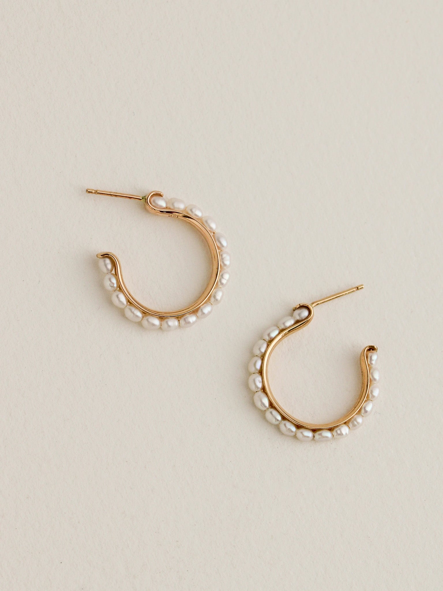 14K Seed Pearl Hoops