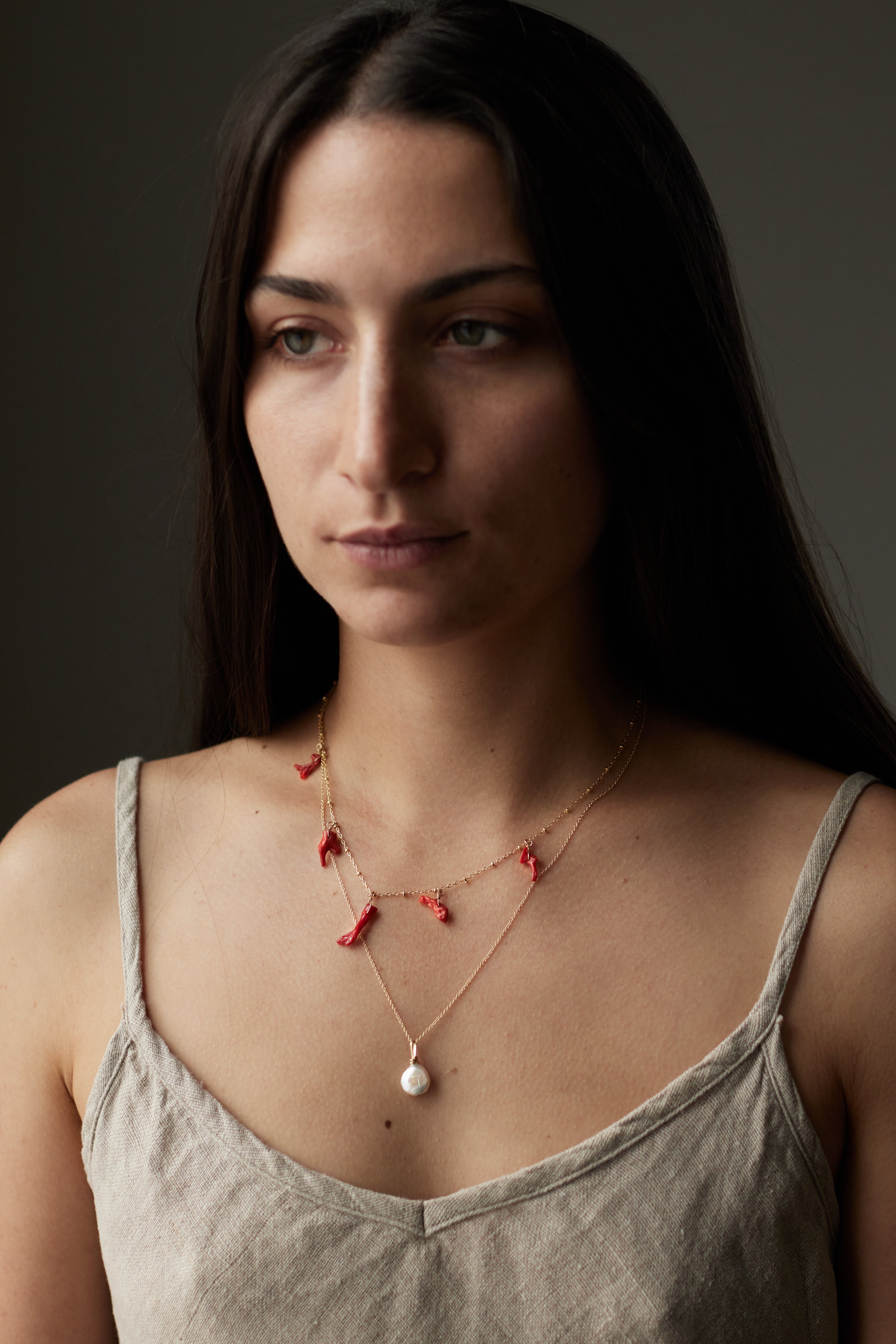 Coral Tag Necklace
