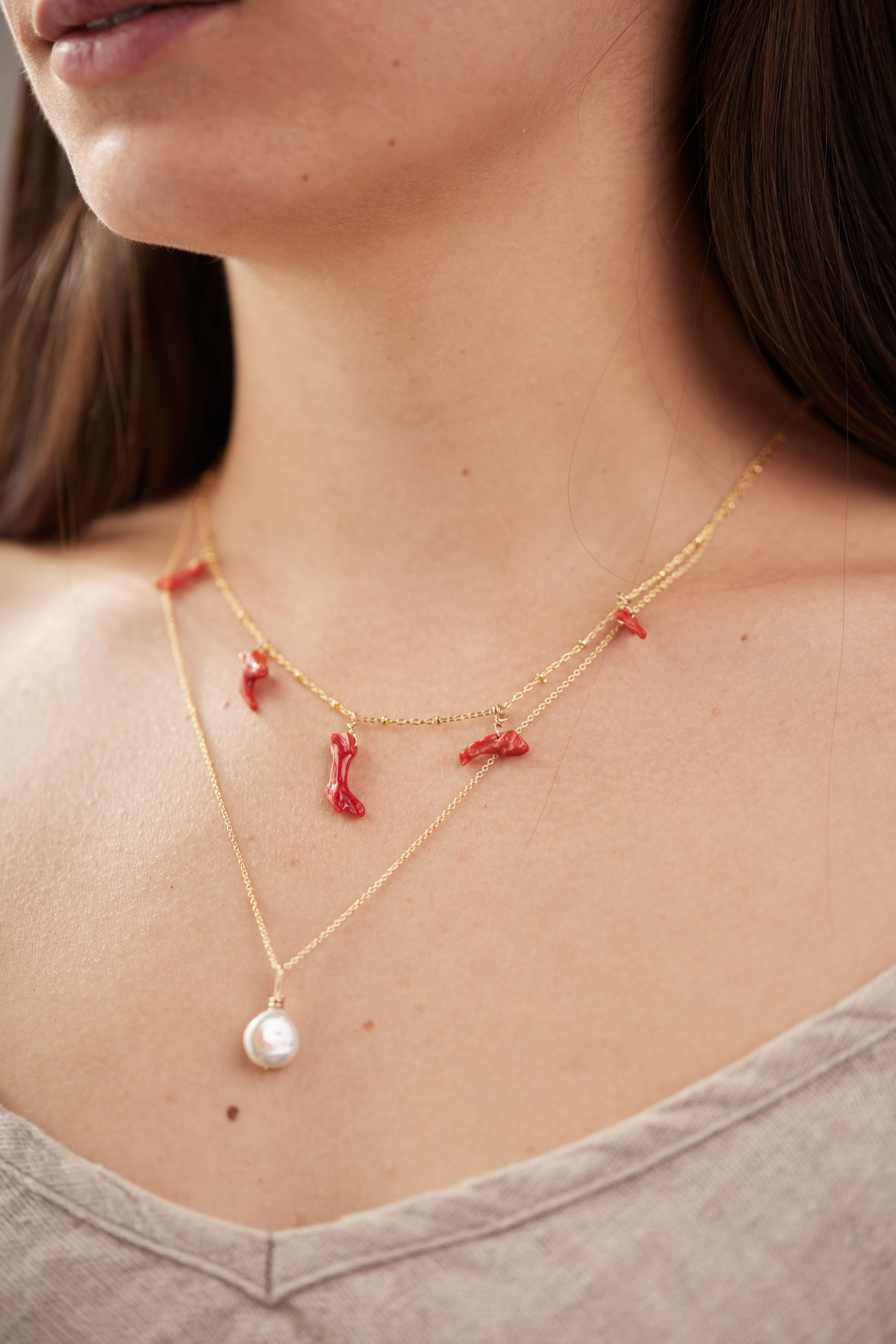 Coral Tag Necklace