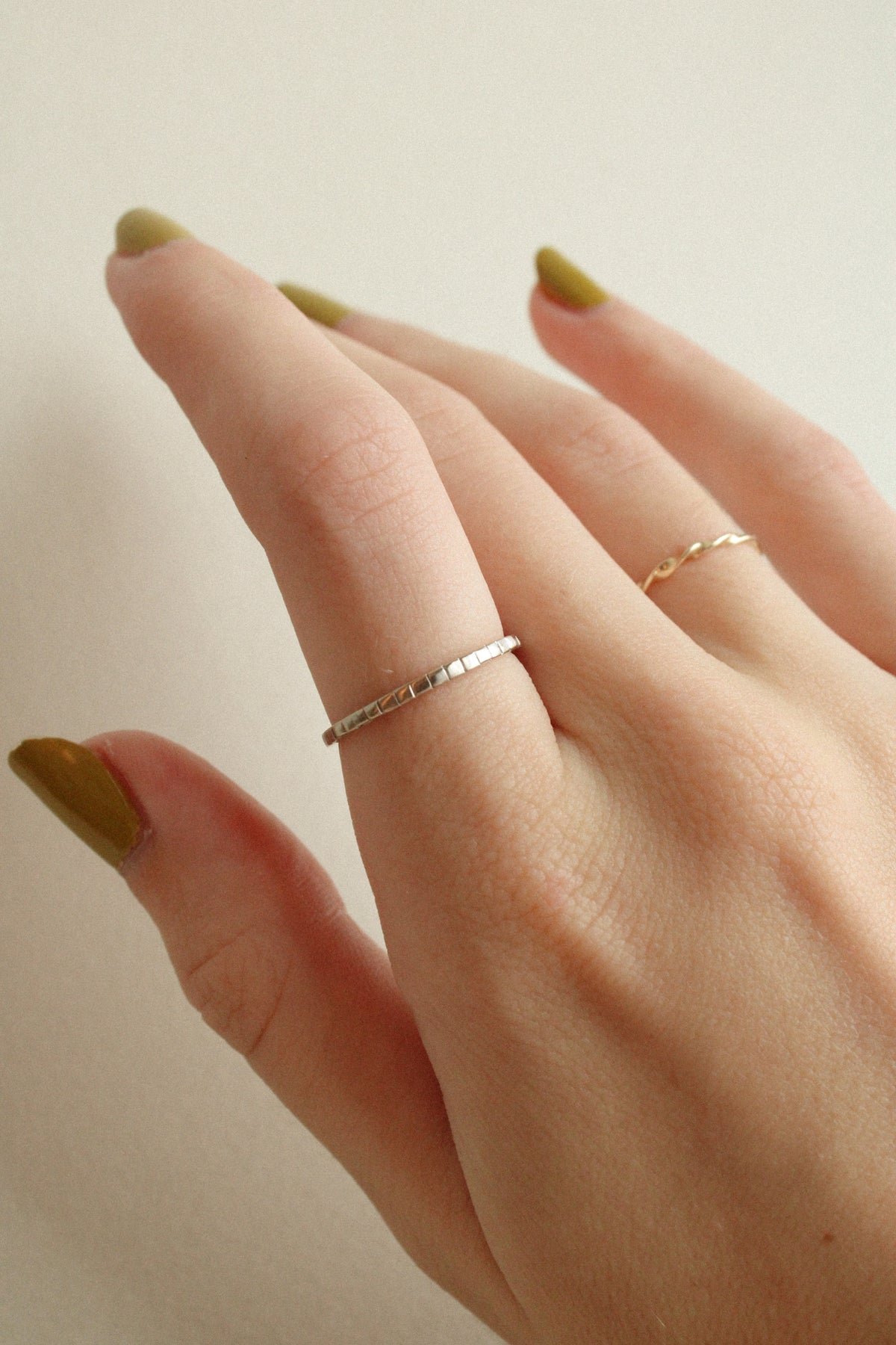 18k Hand Stamped Stacker
