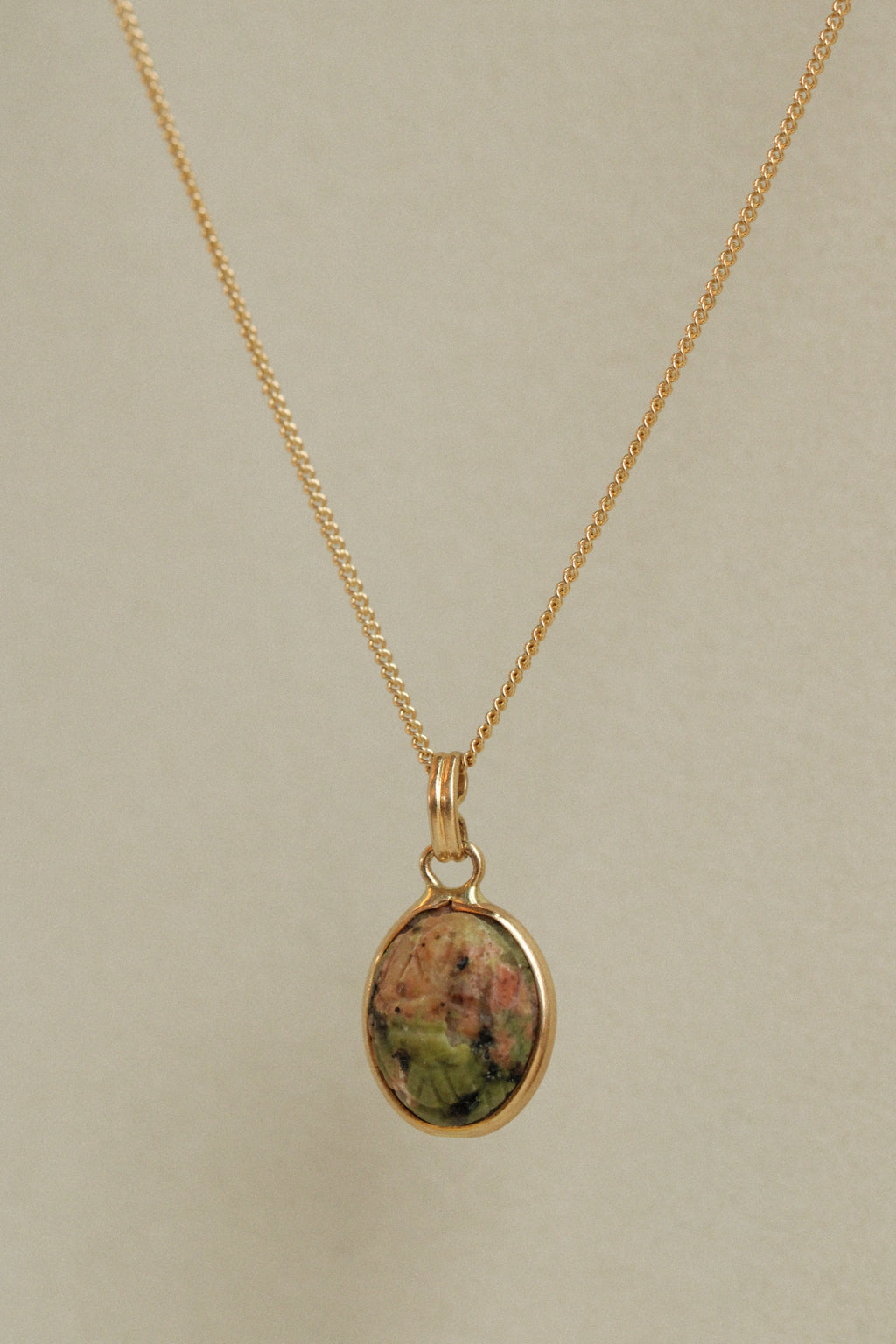 14k Unakite Scarab