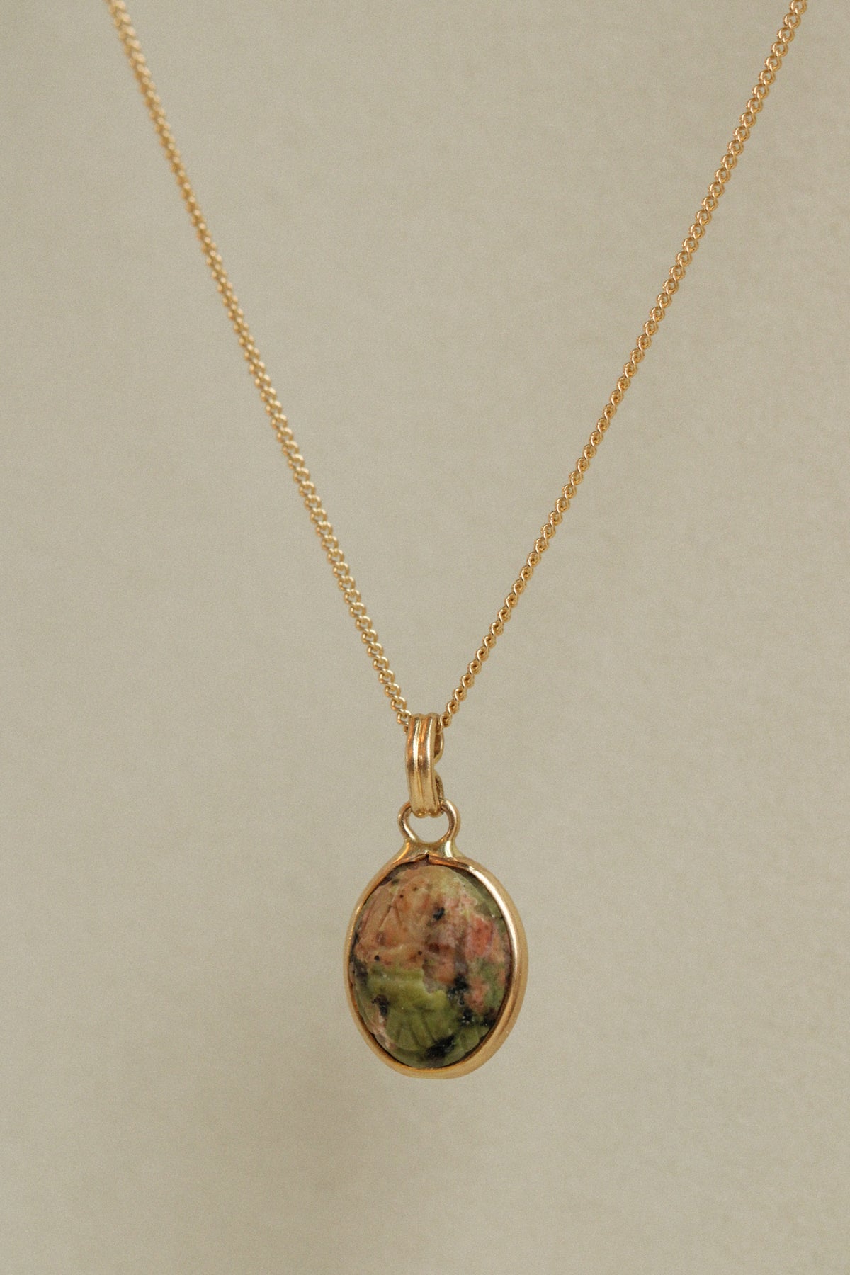 14k Unakite Scarab