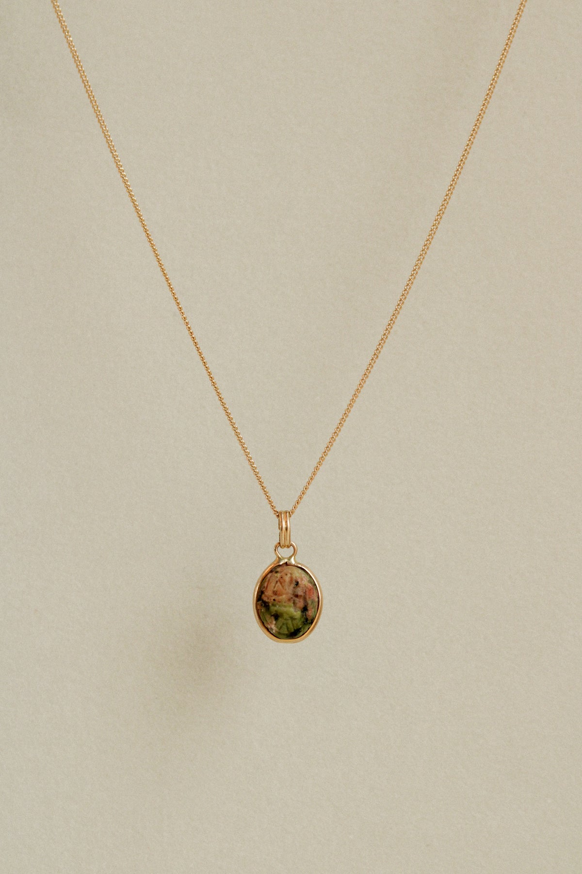 14k Unakite Scarab