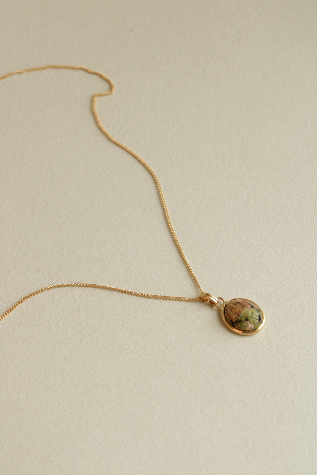 14k Unakite Scarab