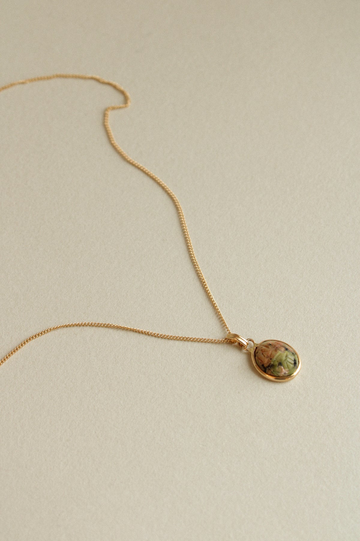 14k Unakite Scarab