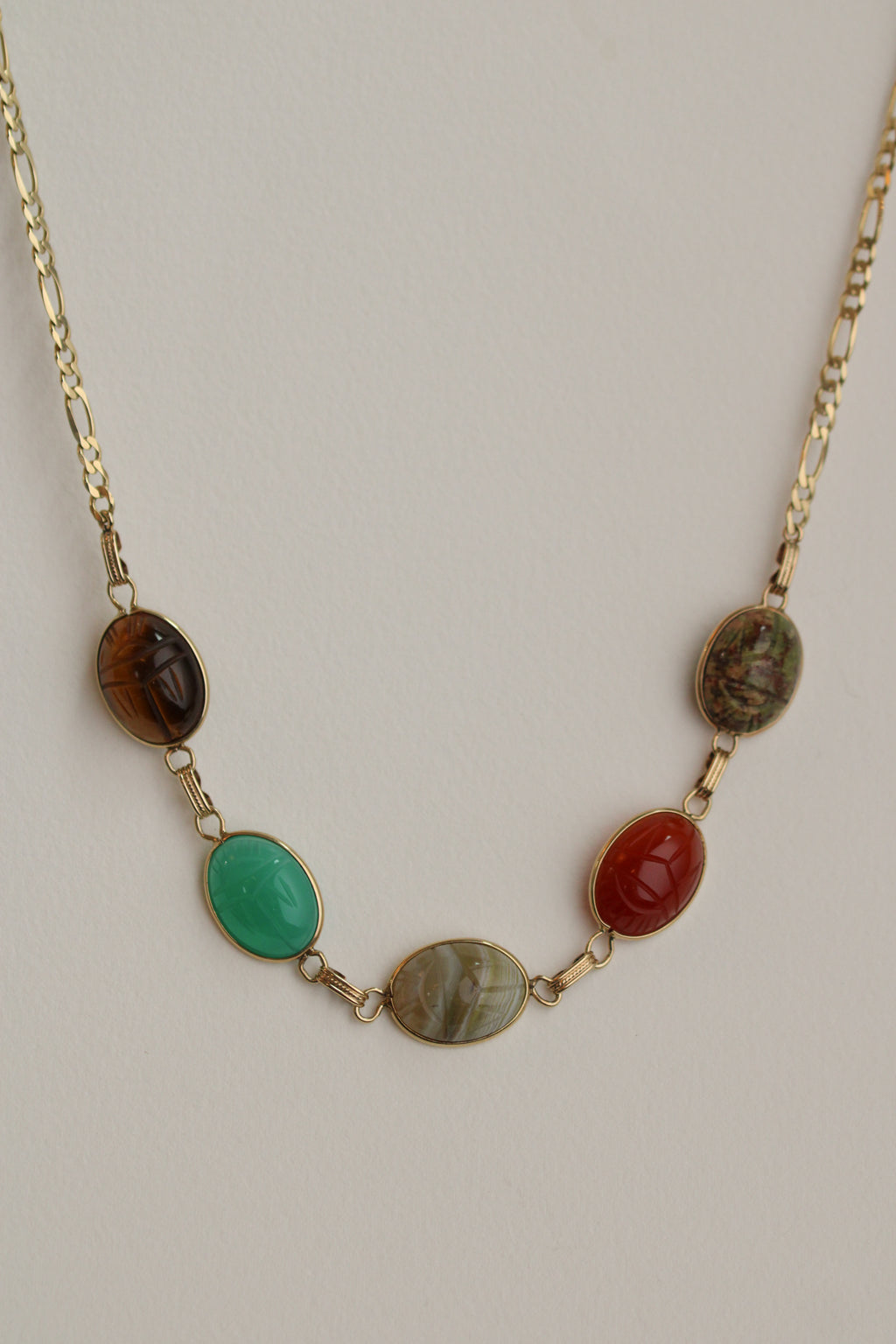14k Heavy Stone Scarab Choker