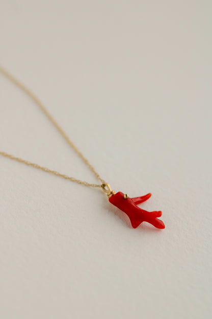 Red branch coral Pendant Necklace – buy Red Coral gold pendant at